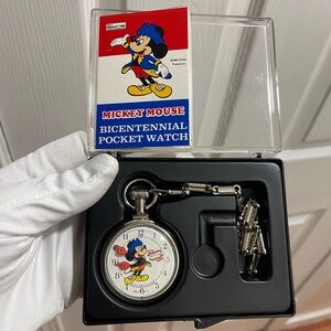 1976 Bradley Mickey Mouse Bicentennial Pocket Watch- Vintage Bradley Disney